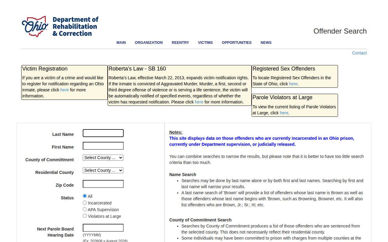 Ohio DRC offender search for Greene County state custody records