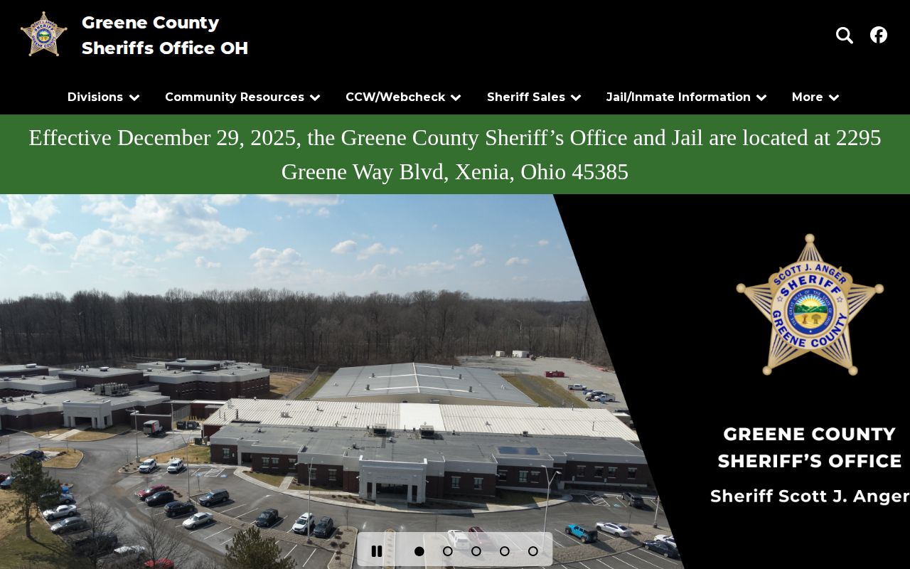 Greene County Sheriff current jail and booking-record contact page