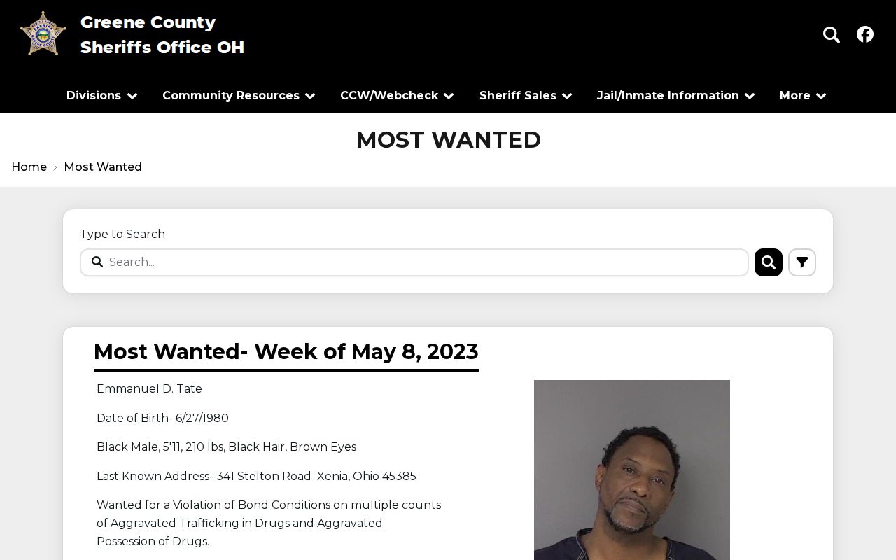 Greene County Sheriff official Most Wanted wanted-record page