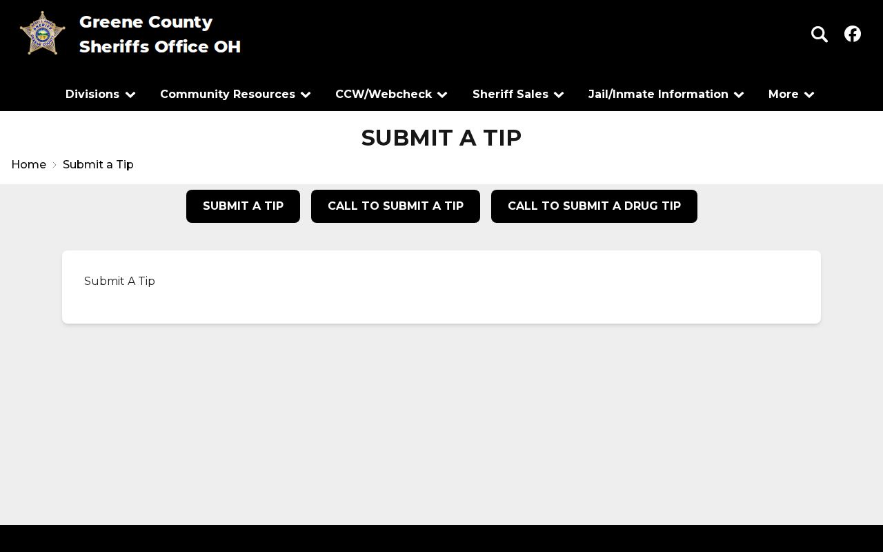Greene County Sheriff official wanted-record tip submission page